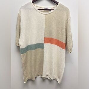 4 for $25 🧁 Basic Tan/Brown Color Block Short Sleeve Knit Top Size 26W